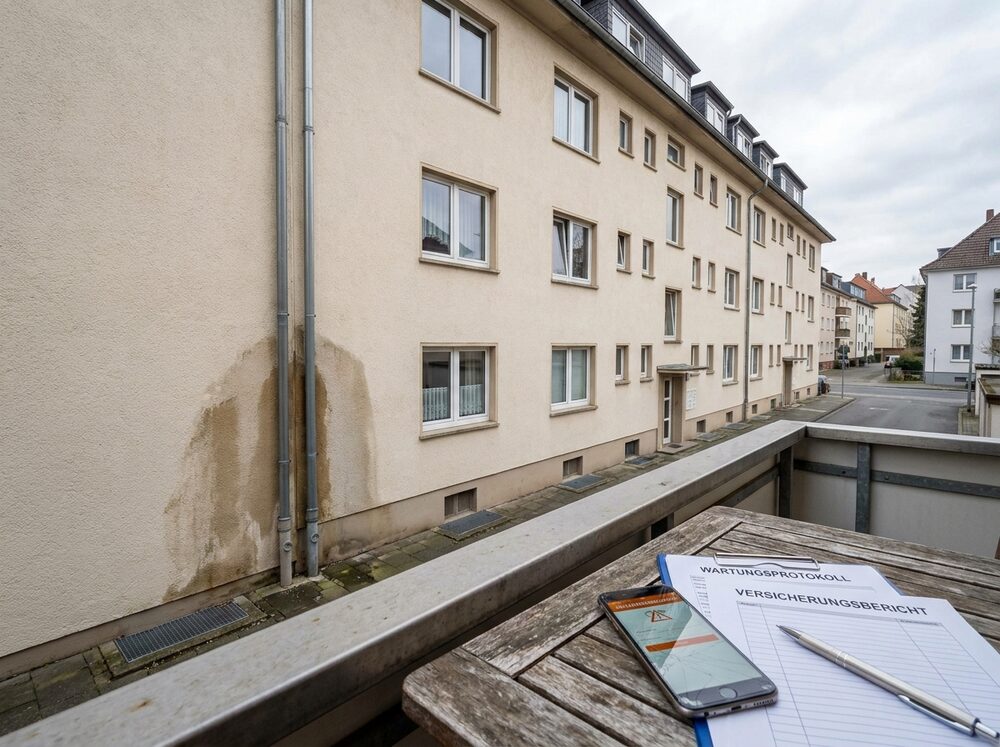 Schadensdokumentation an einer Gebäudefassade