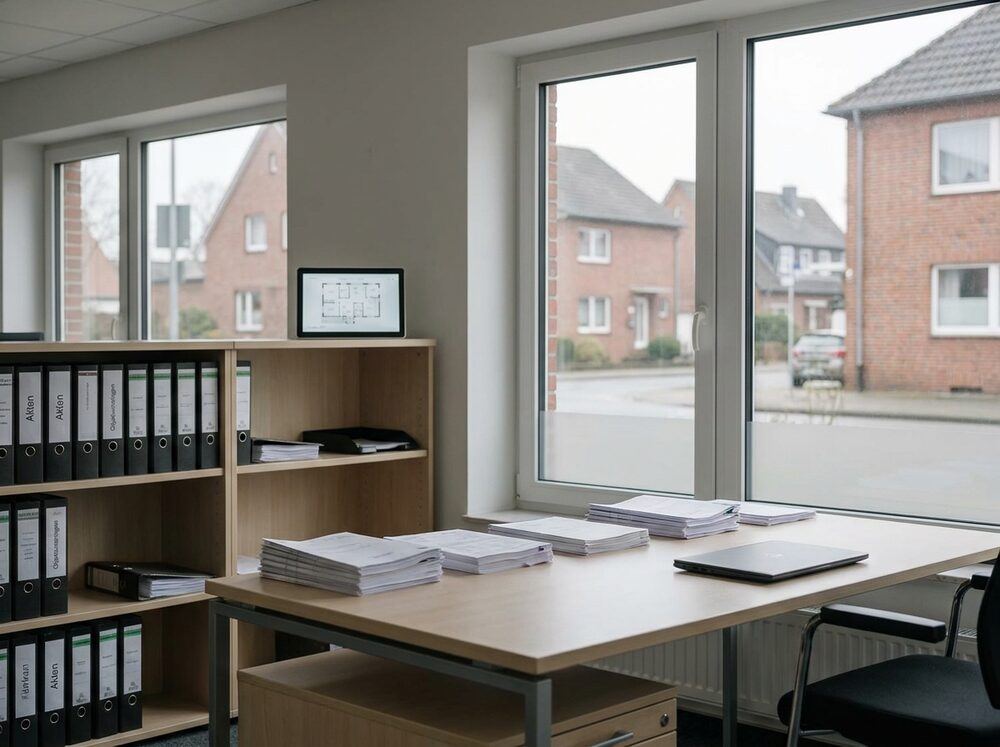 Büro mit Aktenordnern und Unterlagen